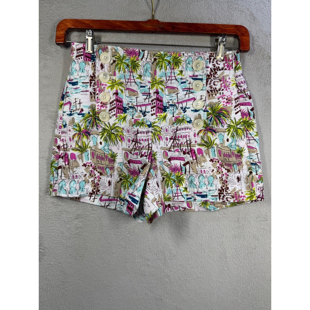 J.Crew Sailor Shorts Womens 6 Pink Tropical Linen Blend Resortwear G5218